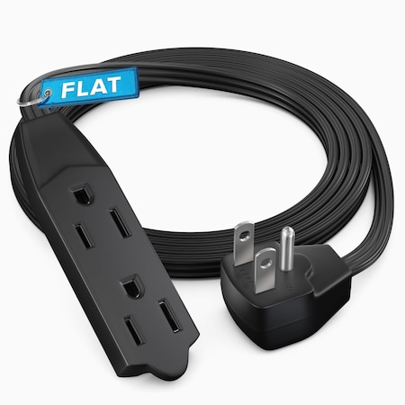 Maximm 4ft 16AWG 3-Prong Flat Plug Extension Cord 125V 13A UL, Black ADW-90-33F04-16B0