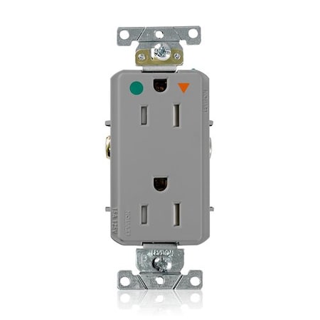 Leviton DPl HG/IG Rec 15A 125V TR Self-Gr Gry DT820-IGG