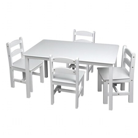 Giftmark White Rectangle Square table with 4 Chairs 3009W