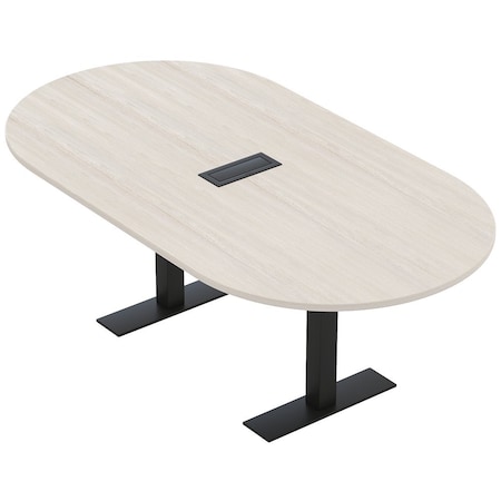 Skutchi Designs 7ft Racetrack Conference Table With Power | Harmony Series | 6 Person Meeting Room Table HAR-RAC-48X84-T.BK-K458-EBLK