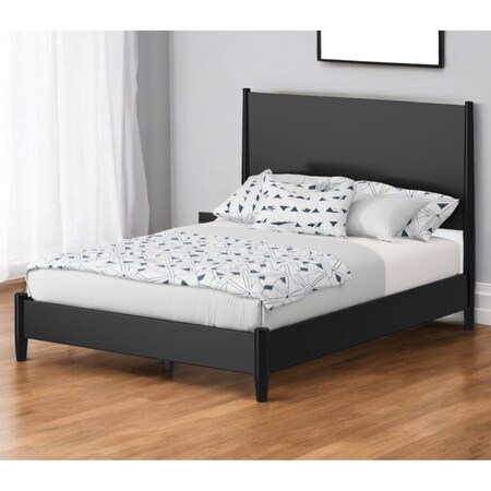 Homeroots Black Solid Wood Full Bed Frame 524841