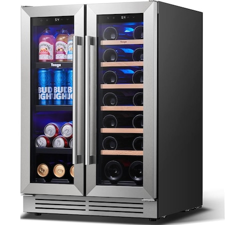 Yeego 24 in.Dual Zone 20-Bottles Wine and 60-Cans Beverage Cooler YG-WF24-23