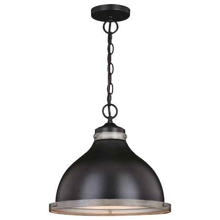 Vaxcel Sheffield 1L 15-in. W Dark Bronze and Gray Farmhouse Dome Pendant Light P0368