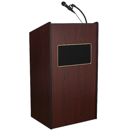 Oklahoma Sound OS Aristocrat Lectern and Recharge Battery Wireless Head Mic Mahogany M6010-MY/LWM-7
