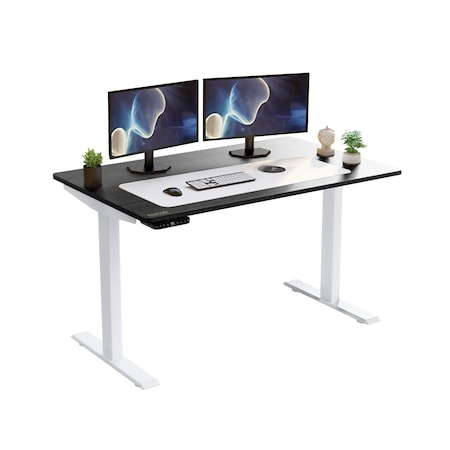 Homeroots 60" Adjustable Black and White Stainless Steel Standing Desk 397732