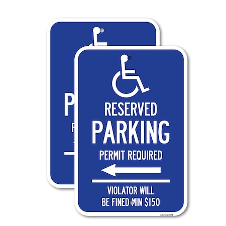 Signmission Modern Isa Symbol Connecticut Reserved Parking Permit , 12'' X 18'', Heavy Gauge Aluminum, 2PK A-1218-2PACK-23873