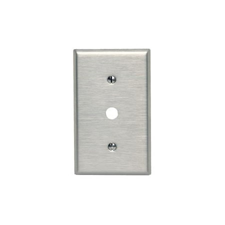 Leviton Telephone/Cable Wallplate, Standard Size, Gang 1, Brushed Stainless Steel 84018-40