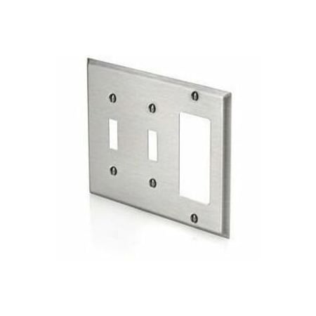 Leviton Combination Wallplate, Standard Size, Gang 3, Brushed Stainless Steel 84421-40