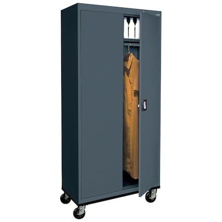 Sandusky Lee Heavy Duty Mobile Welded Steel Wardrobe Cabinet, 36x24x72, Charcoal TAWR362472-02
