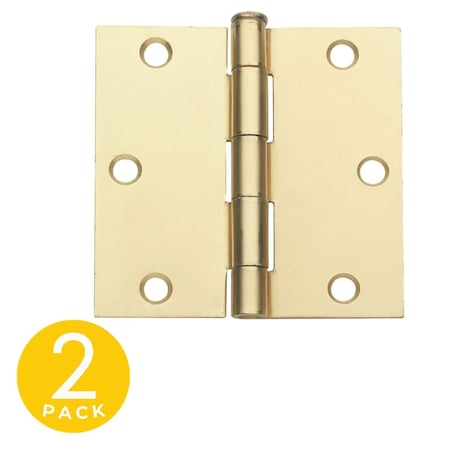 Global Door Controls 3 in. x 3 in. Satin Nickel Full Mortise Square Corner Door Hinge with Removable Pin - Pack of 2 CP3030-US4-M