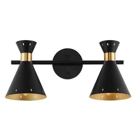 Jonathan Y Elroy 18.25" 2-Light Iron Retro Contemporary LED Track Light , Black/Gold JYL9904A