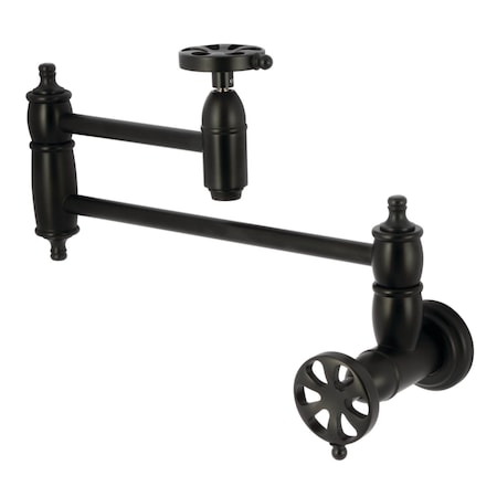 Kingston Brass Wall Mount Pot Filler Faucet, Matte Black KS3100RX