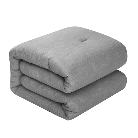 Homeroots Gray Queen 100% Cotton 140 Thread Count Washable Down Comforter Set 528872