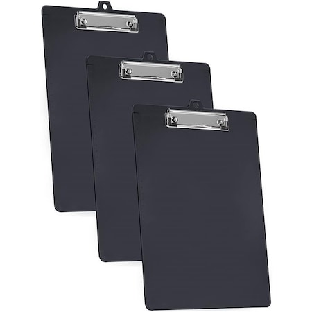 Acrimet 3 Pack Clipboard Letter Size A4 Low Profile Clip & Side Rulers, Durable Plastic - Black, 3PK 134.4