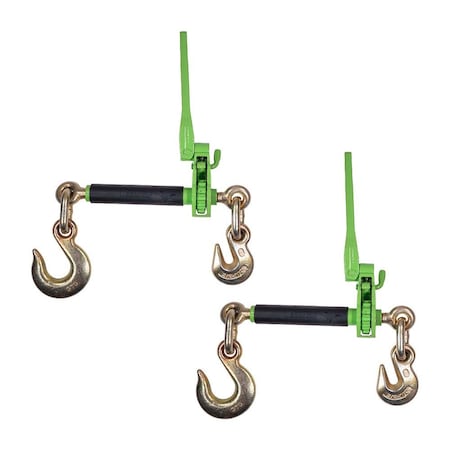 Mytee Products 3/8 in-1/2 inFolding Handle Ratchet Chain Binder w/1/2 inGrab & Slip Hook 12000lbs, 2PK CBRS-FH38-12SHx2