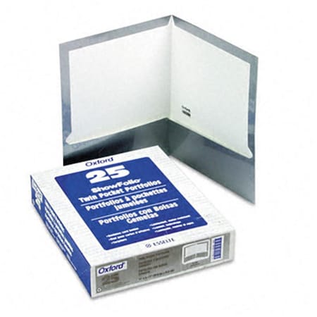 Oxford High Gloss Laminated Paperboard Folder- 100-Sheet Capacity- Gray- 25/Box OX31762