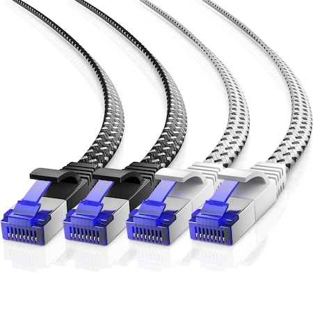 Maximm 8ft Cat7 Shielded Ethernet Cable 10Gbps 600MHz, 2PK, Black/White, 2PK C7F-8FT-2PK-BWBRD