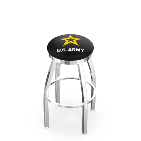 Holland Bar Stool Co 36" Chrome U.S. Army Swivel Bar Stool, Accent Ring L8C2C36Army