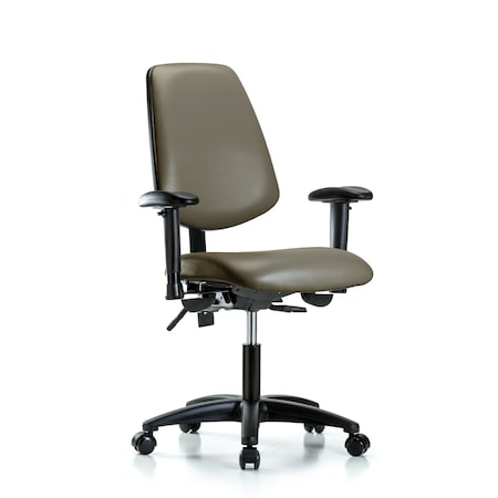 Blue Ridge Ergonomics Vinyl Chair, Vinyl, Adjustable Arms BR-VDHCH-MB-RG-T1-A1-RC-8809