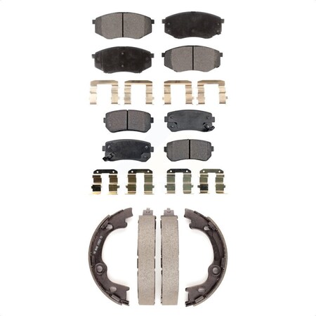 Transit Auto Front Rear Semi-Metallic Brake Pads & Parking Shoe Kit For 2010-2012 Hyundai Tucson FWD KFN-100595