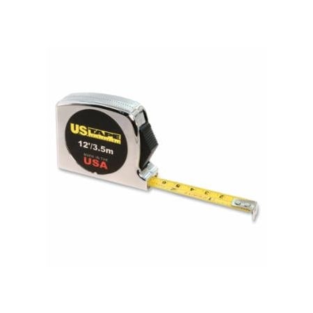 U.S. Tape Classic Series Tape Measure, 12 ft L Blade, 1/2 in W, Metric/10ths, Chrome/Yellow 700-56737