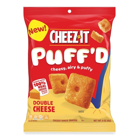 Cheez-It Puff'd Crackers, Double Cheese, 3 oz Bag, 6PK KEE00022