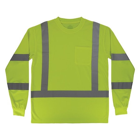 Ergodyne Hi-Vis Shirt, 4XL, Lime, Long Sleeve 22058