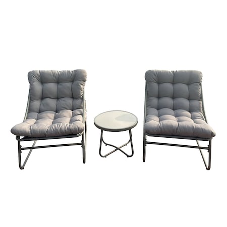 Deko Living Outdoor Modular Bistro Set with Beige Cushion Chairs, Round Coffee Table COP20211