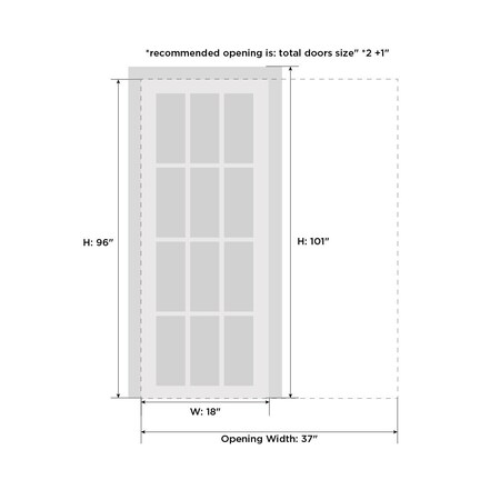 Sartodoors Pocket Interior Door, 18" x 96", White QUADRO4055PD-WS-1896