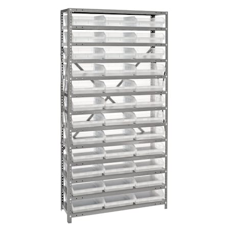Quantum Storage Systems 12X75 SHELF UNIT W/36 BINS CLEAR 1275-109CL