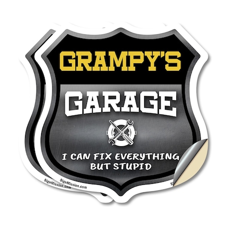 Signmission Grampy's Garage I Can Fix Everything But Stupid, 6 inch X 6 inch, Vinyl Decal, 2PK SHI-D-2PACK-6-490-GRAMPY