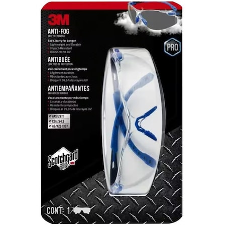 Scotchgard Anti-Fog Goggle with Protector, Universal, Wraparound Frame, Polycarbonate Frame 47210H1-VDC-PS