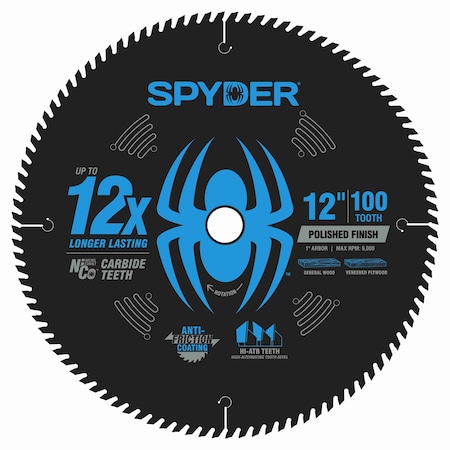 Spyder 12-Inch 100-Tooth Polished Finish Saw Blade for Wood 13108