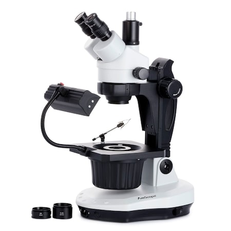 Amscope GM400 Advanced Jewel Gem Zoom Trinocular Stereo Microscope 7X-90X Magnification on Track Stand GM400TY