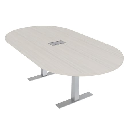 Skutchi Designs 7ft Conference Table With Power Unit | 6 Person Modular Racetrack Meeting Table | Harmony Series HAR-RAC-48X84-T-K458-ESIL