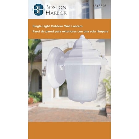 Boston Harbor Outdoor Wall Lantern, 120 V, 60 W, A19 or CFL Lamp, Aluminum Fixture, White AL9002H-43L