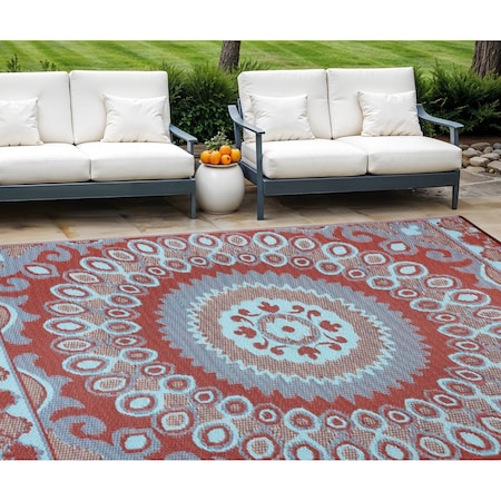 Homeroots 6' X 9' Brown Floral Machine Braided Distressed Area Rug With UV Protection 555585