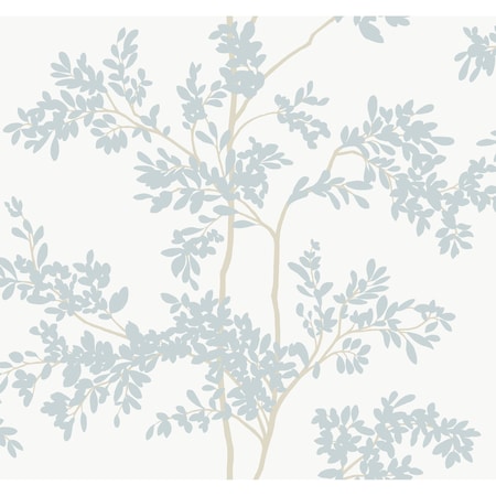 York Wallcoverings Lunaria Silhouette White and Cloud Blue Wallpaper Sample BL1802SAM