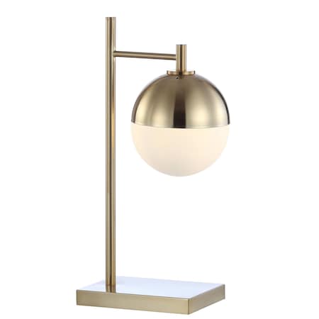Jonathan Y Marcel 21" Iron/Glass Art Deco Mid-Century Globe LED Table Lamp, Brass Gold JYL6012A