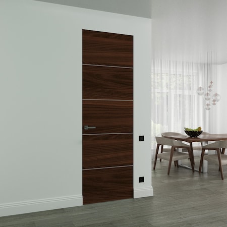 Sartodoors Hidden Door, Planum 0020 Chocolate Ash Concealed Metal Frame 32" x 96" Right-hand Outswing PLANUM0020MF-CA-32x96-RH-O