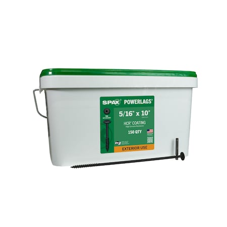 Spax 5/16 in x 10 in Exterior Structural Wood Lag Screws Powerlags Washer Head T-Star Bulk Pail, 150PK 3581820802540
