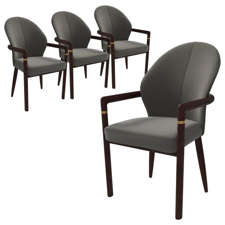Leisuremod Opaline Series Elegant Wooden Dining Chair in Two-Tone Kahki, 4PK OC24KA4