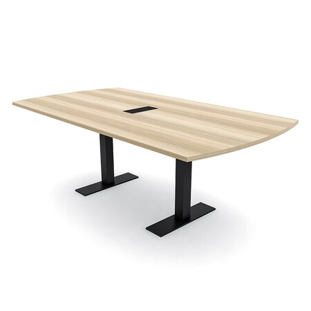 Skutchi Designs Person Conference Table With Power Unit | 8' Arc Rectangle Table | Harmony Series HAR-AREC-48X96-T.BK-K525-EBLK