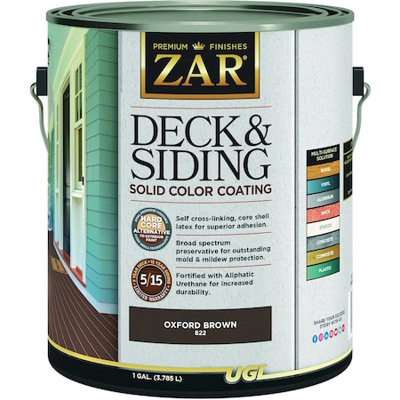 Zar Solid Deck & Siding Coating Oxford Brown 1 Gal. 832906
