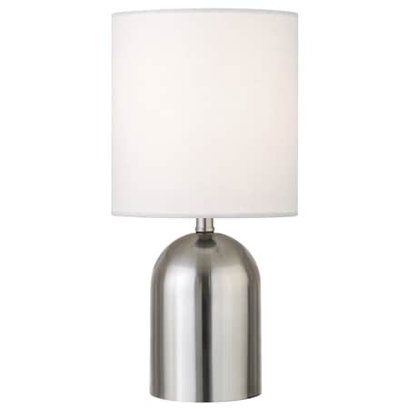 Homeroots 13" Silver Metal Cylinder Table Lamp With White Drum Shade 546118