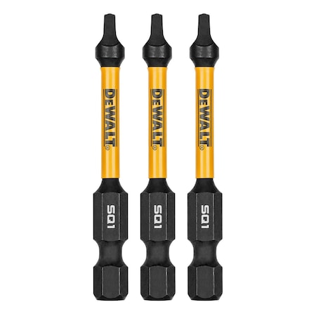 Dewalt FlexTorq DriverBit, L:2.25", PKG3, BitSize:S1 DWAF2SQ1IR3