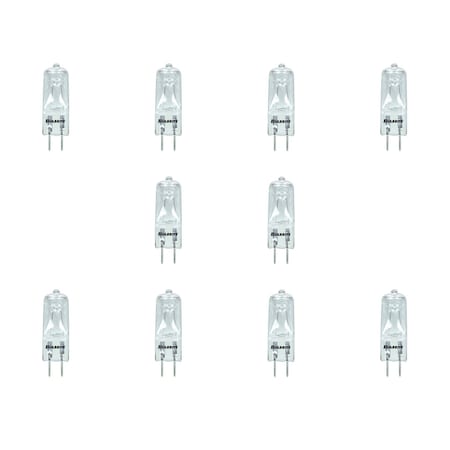 Bulbrite 75W 120V Dimmable Clear T4 Halogen Mini Light Bulbs, Bi-Pin G6.35 Base, 2900K, 10PK 860822