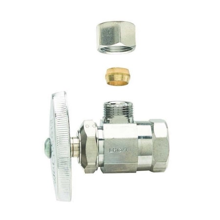 Brasscraft 1/2 in. FIP Inlet x 3/8 in. OD Compression Outlet Multi-Turn Angle Valve with Brass Stem chrome OR17ZX C