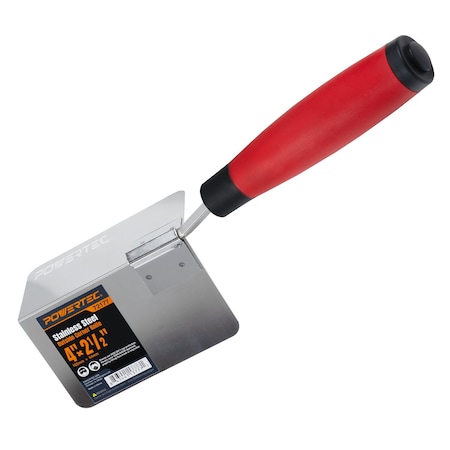 Powertec 4in x 2-1/2in Stainless Steel Outside Corner Drywall Knife for Gyprock and Plasterboard, 1PK 72177