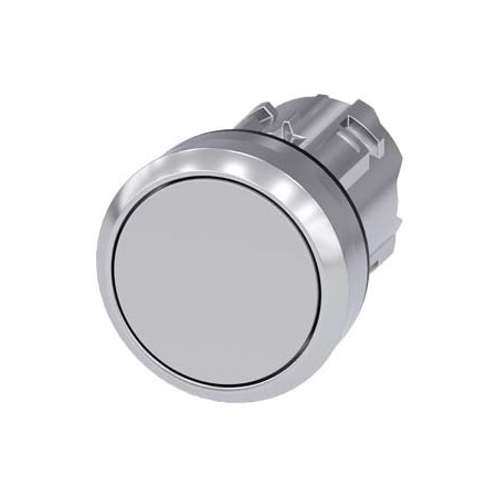 Siemens Pushbutton, 22 mm, round, metal, shiny, gray, pushbutton, flat 3SU1050-0AB80-0AA0-ZY15
